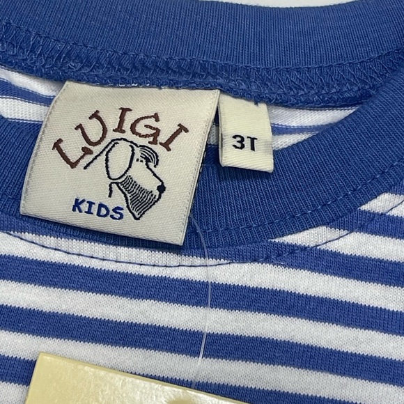 NWT Luigi Blue Striped Embroidered Apple T-Shirt 3t - Picture 6 of 8